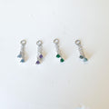 Sterling Silver Dainty Double Dusty Blue Charm Chain Dangle Helix Hoop Charm, sterling silver Charms, Titanium Hoops, cartilage piercing
