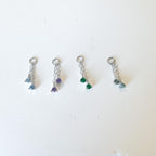 Sterling Silver Dainty Double Dusty Blue Charm Chain Dangle Helix Hoop Charm, sterling silver Charms, Titanium Hoops, cartilage piercing