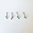 18kt Gold Plated Dainty Double Emerald CZ Charm Chain Dangle Helix Hoop Charm, sterling silver Charms, Titanium Hoops, cartilage piercing