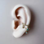 14g 16g 18g 6mm-12mm Dainty Selene Moss Agate Single Chain Conch Piercing, conch earring, chain piercing, helix hoop, Surgical Steel Clicker