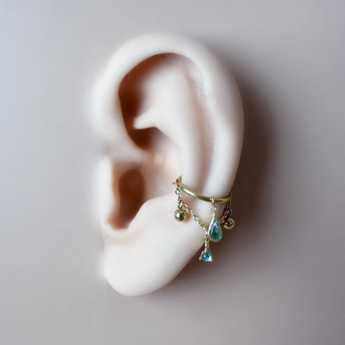 14g 16g 18g 6mm-12mm Dainty Selene Moss Agate Single Chain Conch Piercing, conch earring, chain piercing, helix hoop, Surgical Steel Clicker