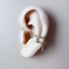14g 16g 18g 6mm-12mm Dainty Selene Opal CZ Single Chain Conch Piercing, conch earring, chain piercing, helix hoop, Surgical Steel Clicker
