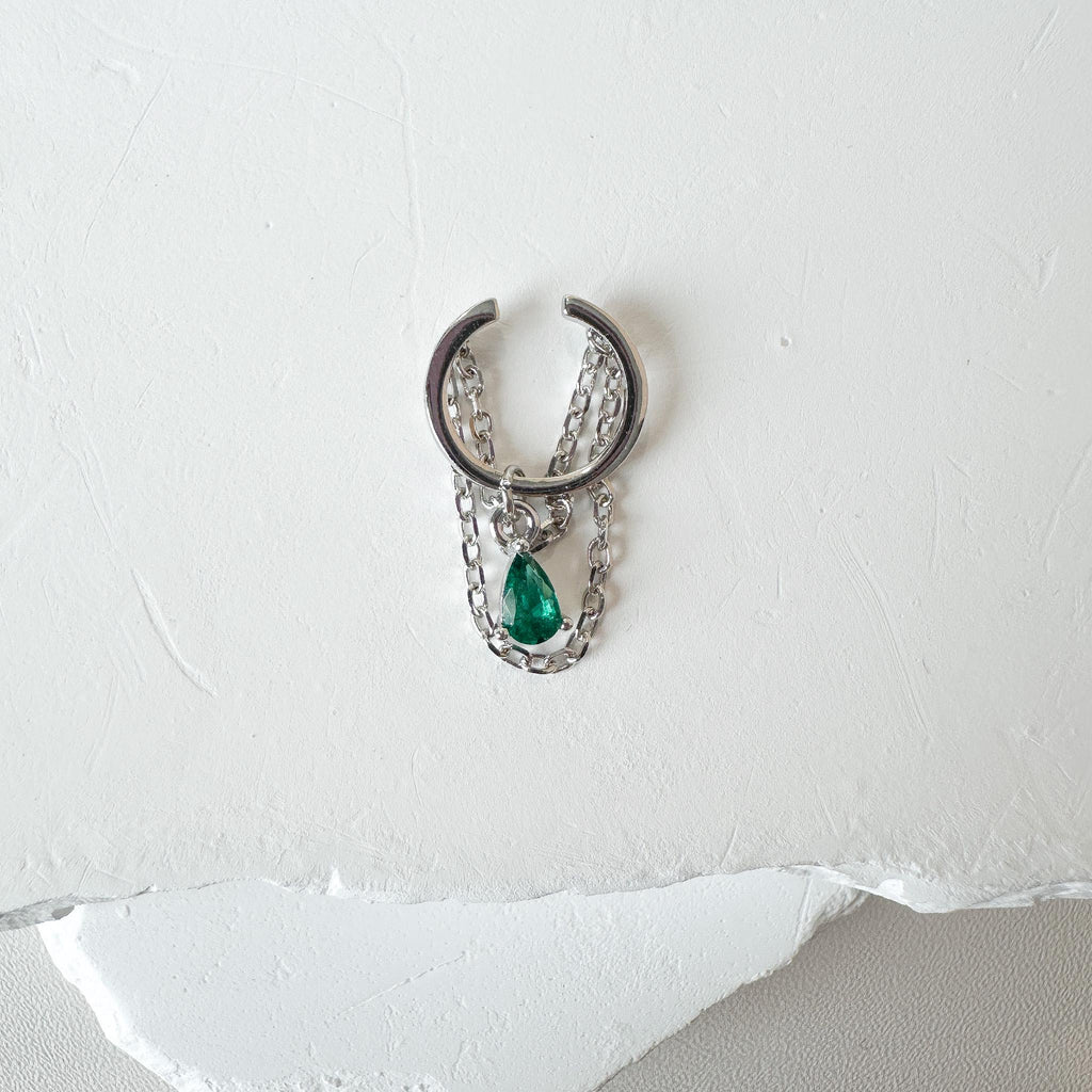 Non Piercing Clip On Ear Cuff Dainty Amethyst CZ Teardrop Double Chain Helix Piercing, cartilage piercing, conch hoops, conch clip on