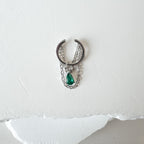 Non Piercing Clip On Ear Cuff Dainty Silver Opal CZ Teardrop Double Chain Helix Piercing, cartilage piercing, conch hoops, conch clip on