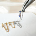 Dainty Singe Chain Lapis Blue Helix Piercing, cartilage piercing, hoop huggies, body piercing, chain earrings, helix hoops, minimalist