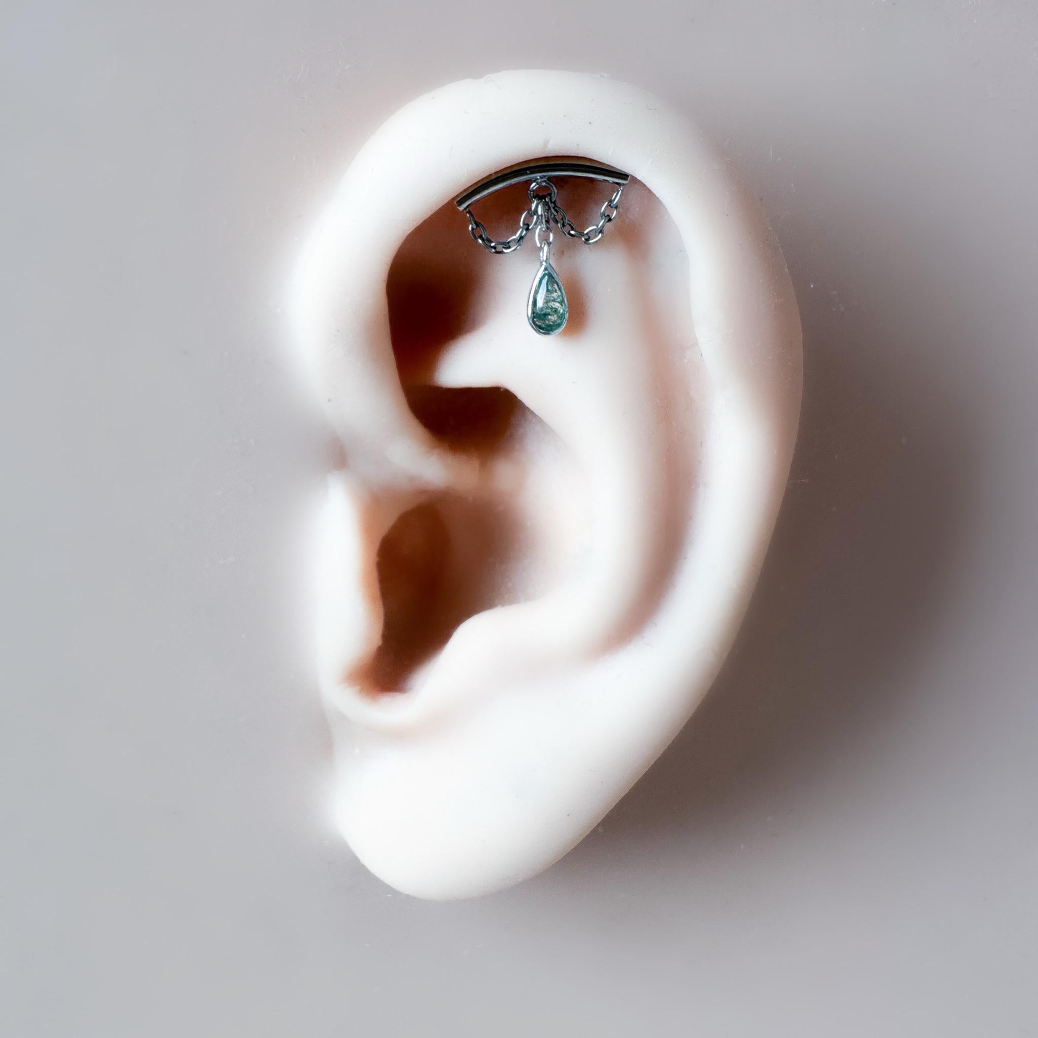 Dainty Hidden Helix Piercing 16g Titanium Camellia Opal CZ flat piercing, helix labret, cartilage piercing, chain piercing 6mm 7mm 8mm