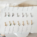 Sterling Silver Dainty Double Moss Agate Chain Dangle Helix Hoop Charm, sterling silver Charms, Titanium Hoops, cartilage piercing