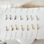 Dainty Double Opal CZ Chain Dangle Helix Hoop Charm, sterling silver, 316L Surgical Steel piercing, cartilage piercing, helix piercing