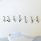 Sterling Silver Dainty Double Moss Agate Chain Dangle Helix Hoop Charm, sterling silver Charms, Titanium Hoops, cartilage piercing