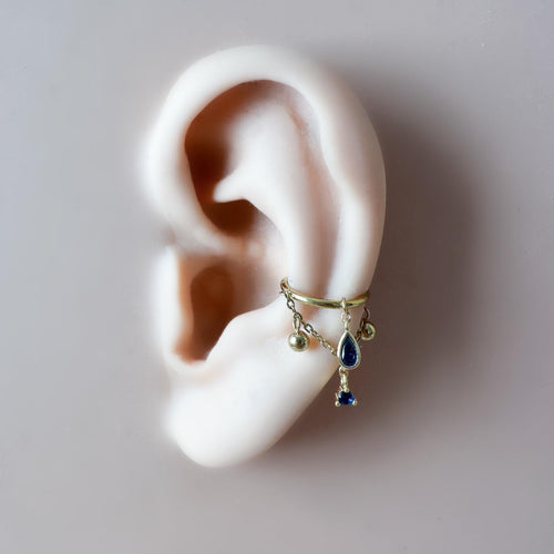 14g 16g 18g 6mm-12mm Dainty Selene Sapphire CZ Single Chain Conch Piercing, conch earring, chain piercing, helix hoop,Surgical Steel Clicker