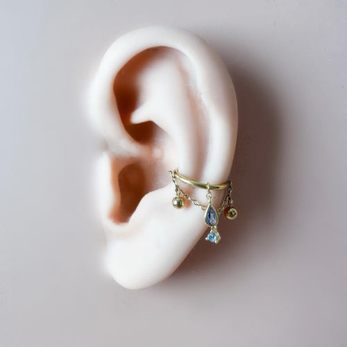 14g 16g 18g 6mm-12mm Dainty Selene Dusty Blue Single Chain Conch Piercing, conch earring, chain piercing, helix hoop, Surgical Steel Clicker