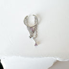 Non Piercing Ear Cuff Dainty Selene Dusty Pink Double Chain Helix Piercing, conch earring, chain piercing, helix hoop, clip on earring