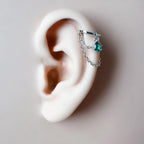 Non Piercing Clip On Ear Cuff Dainty Amethyst CZ Teardrop Double Chain Helix Piercing, cartilage piercing, conch hoops, conch clip on