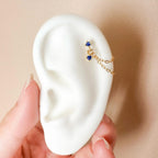 Dainty Double Chain Moss Agate Helix Piercing, cartilage piercing, hoop huggies, body piercing, chain earrings, helix hoops, minimalist