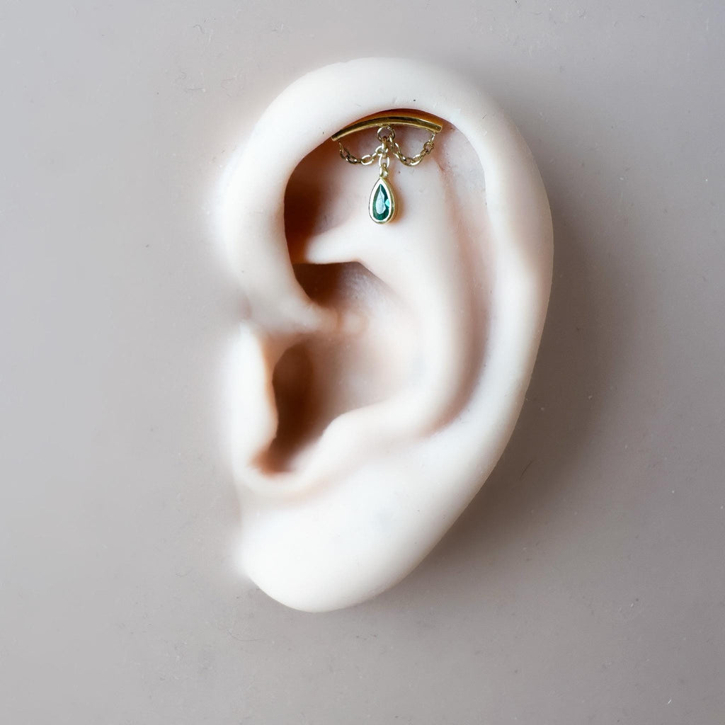 Dainty Hidden Helix Piercing 16g Titanium Camellia Dusty Blue flat piercing, helix labret, cartilage piercing, chain piercing 6mm 7mm 8mm
