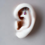 Dainty Hidden Helix Piercing 16g Titanium Camellia Sapphire CZ flat piercing, helix labret, cartilage piercing, chain piercing 6mm 7mm 8mm
