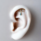Dainty Hidden Helix Piercing 16g Titanium Camellia Moss Agate flat piercing, helix labret, cartilage piercing, chain piercing 6mm 7mm 8mm