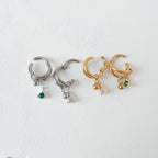 16g 6mm 8mm Dainty Double Hoop Opal CZ Dangle Charm, Titanium Rook Piercing Hoop, hoop huggies, cartilage piercing, helix hoop charm