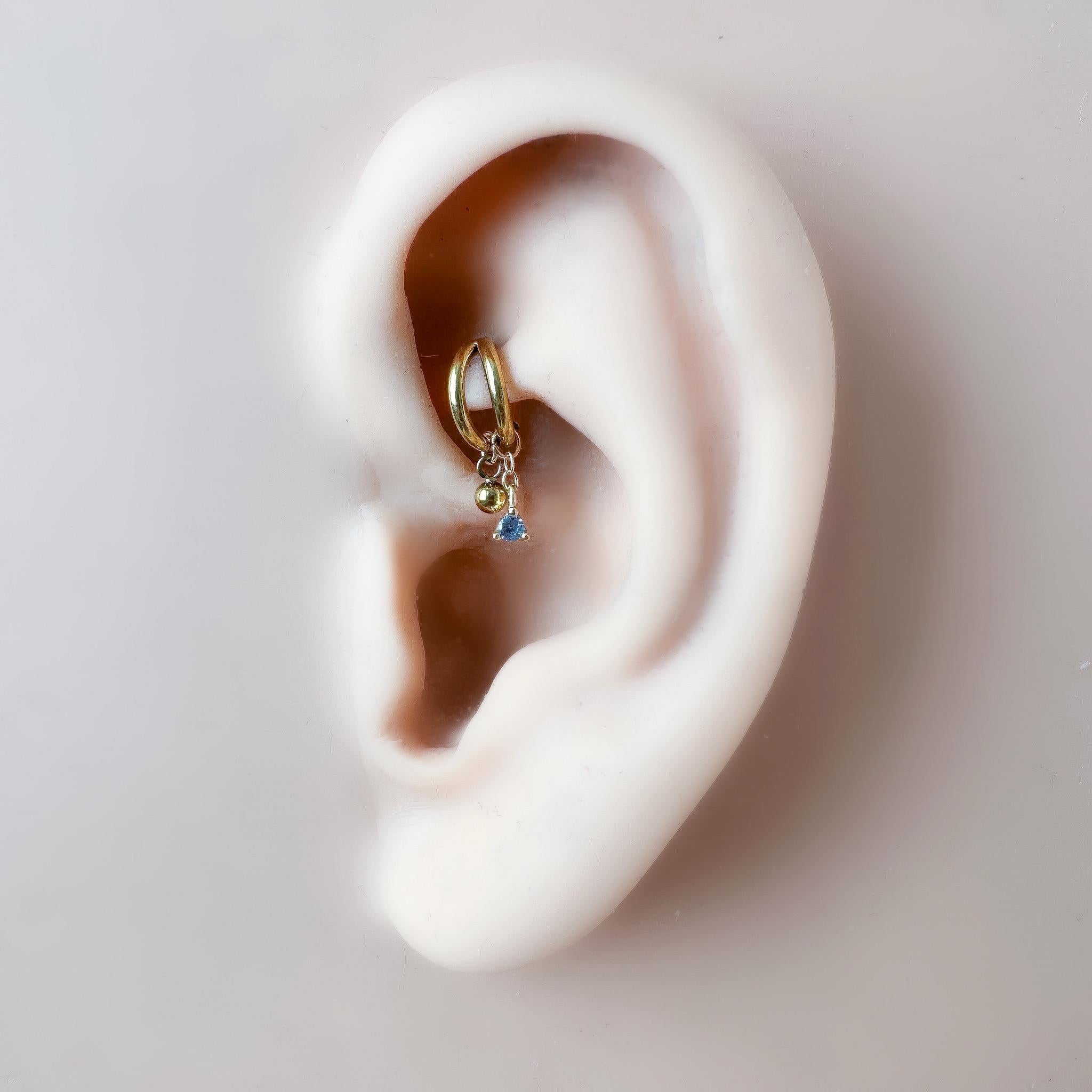 16g 18g 6mm 8mm Dainty Double Hoop Dusty Pink CZ Dangle Charm, Titanium Rook Piercing Hoop, hoop huggies, cartilage piercing, helix charm