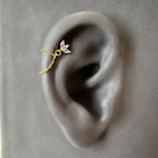 Dainty Double Chain Sapphire CZ Helix Piercing, cartilage piercing, hoop huggies, body piercing, chain earrings, helix hoops, minimalist