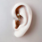 16g 18g 6mm 8mm Dainty Double Hoop Moss Agate Dangle Charm, Titanium Rook Piercing Hoop, hoop huggies, cartilage piercing, helix hoop charm