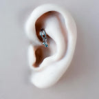 16g 18g 6mm 8mm Dainty Double Hoop Sapphire CZ Dangle Charm, Titanium Rook Piercing Hoop, hoop huggies, cartilage piercing, helix hoop charm