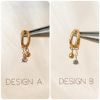16g 18g 6mm 8mm Dainty Double Hoop Diamond CZ Dangle Charm, Titanium Rook Piercing Hoop, hoop huggies, cartilage piercing, helix hoop charm
