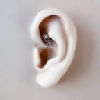 16g 18g 6mm 8mm Dainty Double Hoop Sapphire CZ Dangle Charm, Titanium Rook Piercing Hoop, hoop huggies, cartilage piercing, helix hoop charm