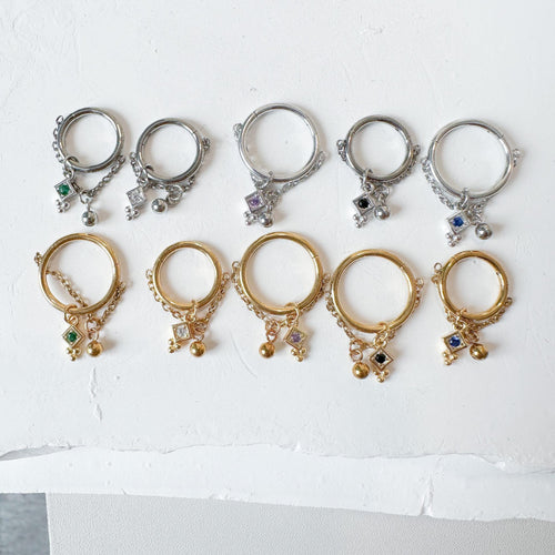 14g 16g 18g 6mm-12mm Amelia Ball Emerald CZ Implant Grade Titanium Chain conch hoop, helix hoop, gold hoop, clicker hoop, Segment Ring