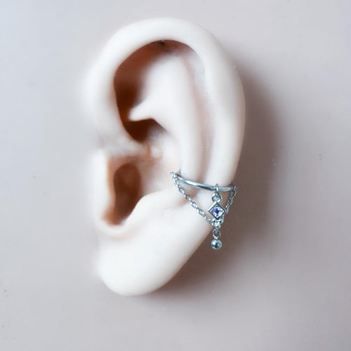 14g 16g 18g 6mm-12mm Amelia Ball Amethyst CZ Implant Grade Titanium Chain conch hoop, helix hoop, gold hoop, clicker hoop, Segment Ring