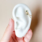 20g Dainty Single Chain Moss Agate Helix Piercing, cartilage piercing, hoop huggies, body piercing, chain earrings, helix hoops, minimalist