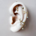 14g 16g 18g 6mm-12mm Star Moon Implant Grade Titanium Chain Gem Hoop conch, septum piercing , conch hoop, gold hoop, helix hoop