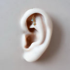 Dainty Dainty Star and CZ F136 Titanium 16G 18g Push Pin Flat Back Vertical Helix Piercing, Vertical rook piercing, hidden rook, flat pierce