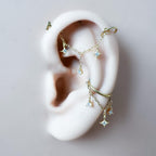 14g 16g 18g 6mm-12mm Star Moon Implant Grade Titanium Chain Gem Hoop conch, septum piercing , conch hoop, gold hoop, helix hoop