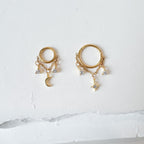 14g 16g 18g 6mm-12mm Star Moon Implant Grade Titanium Chain Gem Hoop conch, septum piercing , conch hoop, gold hoop, helix hoop