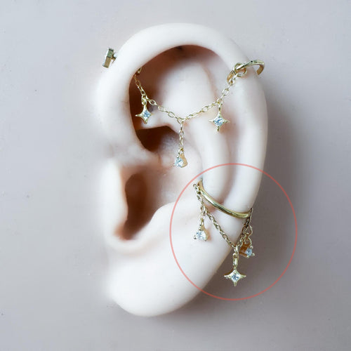 14g 16g 18g 6mm-12mm Star Moon Implant Grade Titanium Chain Gem Hoop conch, septum piercing , conch hoop, gold hoop, helix hoop