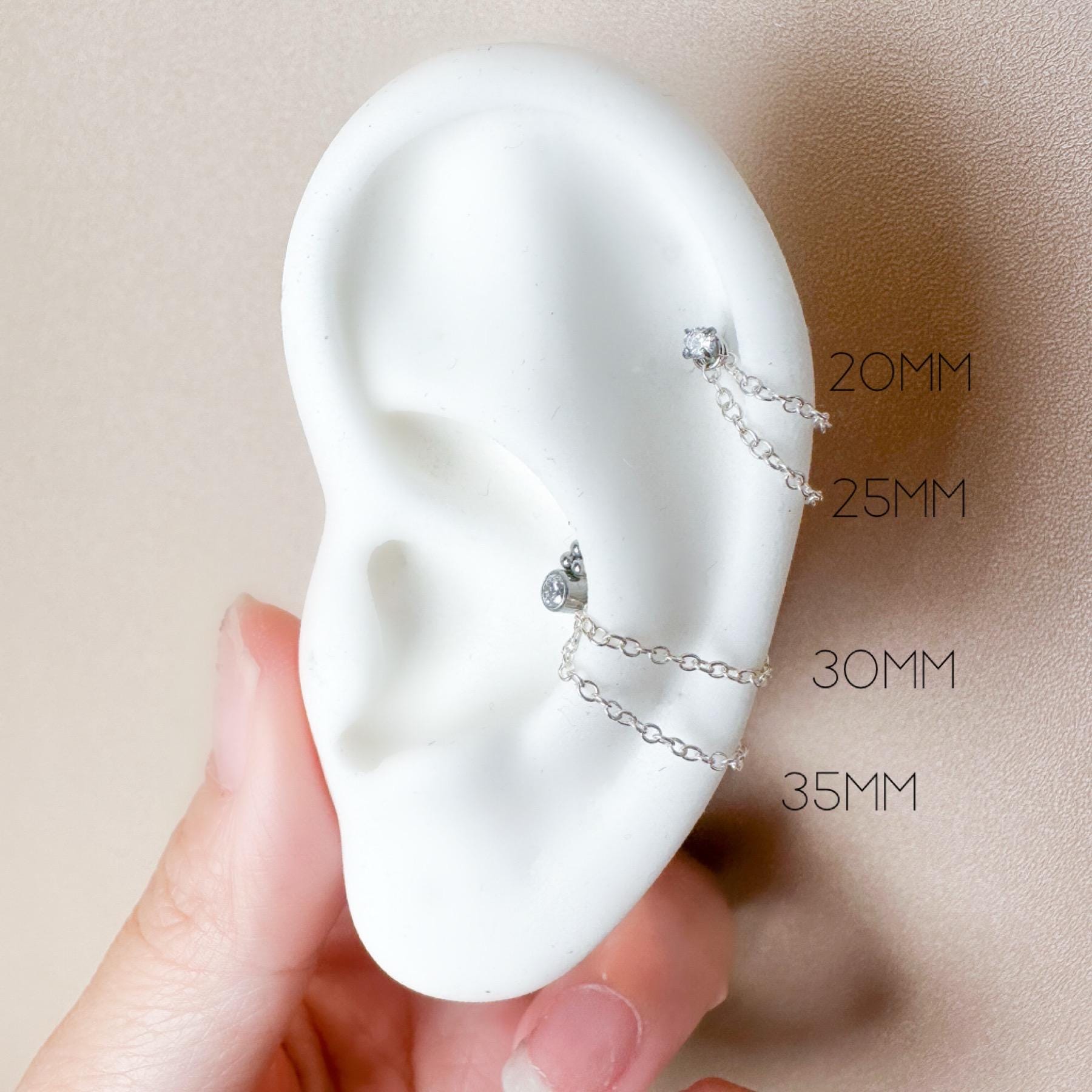 Simple Sterling Silver Chain (only) for Piercing, Helix Chain Piercing, Chain Earring, Conch Chain Piercing, layered chain, nose chain