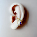 Non Piercing Clip On Ear Cuff Dainty Sapphire CZ Teardrop Double Chain Helix Piercing, cartilage piercing, conch hoops, conch clip on