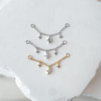 Dainty Industrial Barbell Diamond CZ Star Diamond CZ Chain (only) for Piercing, Helix Chain Piercing, Earring Chain, Conch Chain Piercing