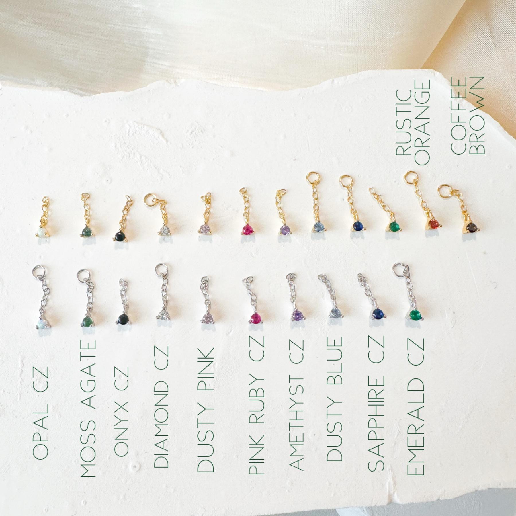 Dainty DANA Gold Moss Agate F136 Titanium 16G 18g Push Pin Flat Back Vertical Helix Piercing, Vertical rook piercing,