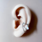 Non Piercing Clip On Ear Cuff Dainty Diamond CZ Teardrop Double Chain Helix Piercing, cartilage piercing, conch hoops, conch clip on