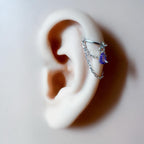 Non Piercing Clip On Ear Cuff Dainty Diamond CZ Teardrop Double Chain Helix Piercing, cartilage piercing, conch hoops, conch clip on