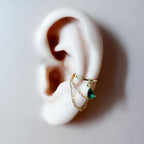 Non Piercing Clip On Ear Cuff Dainty Opal CZ Teardrop Double Chain Helix Piercing, cartilage piercing, conch hoops, conch clip on