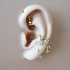 Dainty Dainty Star and CZ F136 Titanium 16G 18g Push Pin Flat Back Vertical Helix Piercing, Vertical rook piercing, hidden rook, flat pierce