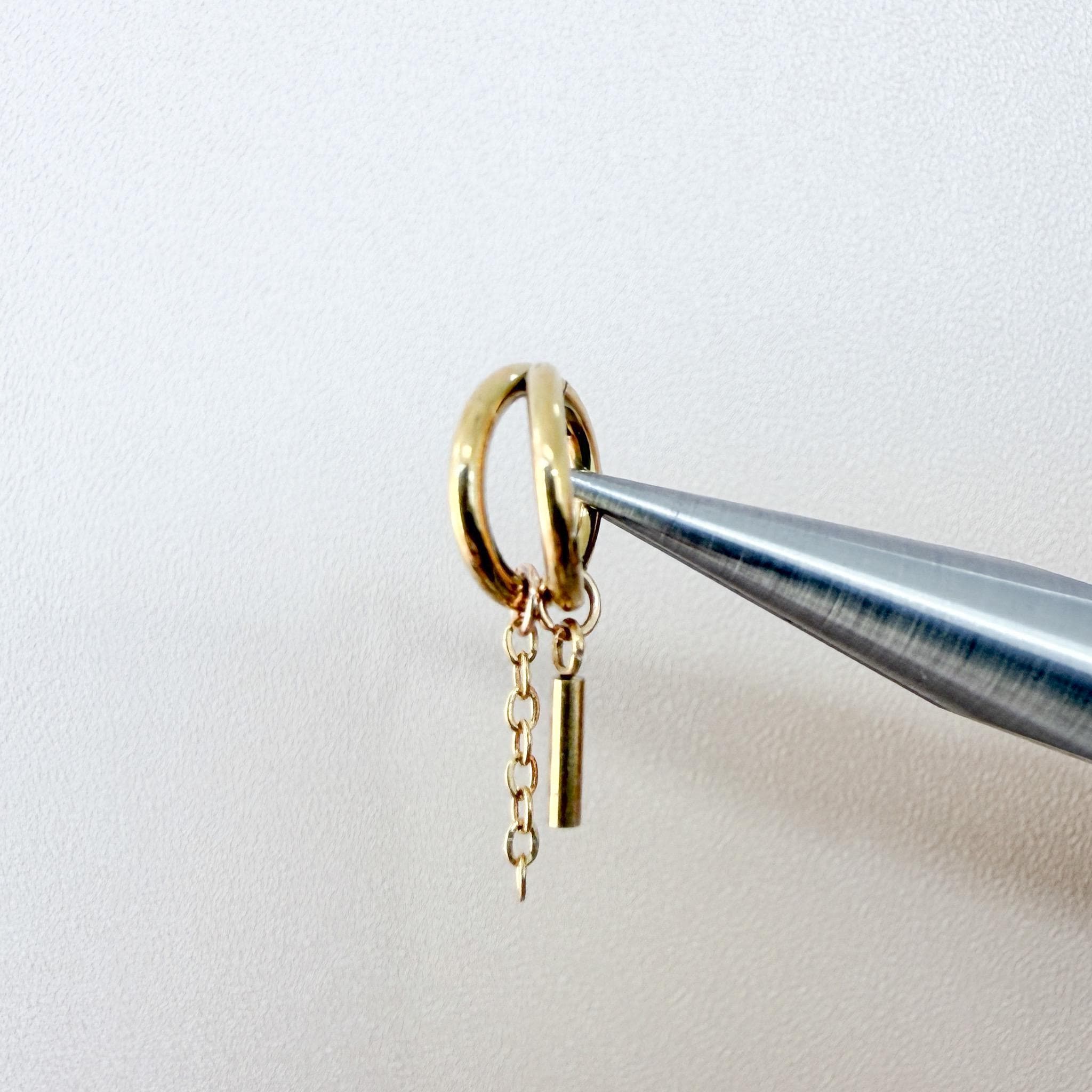 16g 18g 6mm 8mm Dainty Double Hoop Chain Ball Dangle Charm, Titanium Rook Piercing Hoop, hoop huggies, cartilage piercing, helix hoop charm
