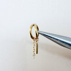 16g 18g 6mm 8mm Dainty Double Hoop Chain Ball Dangle Charm, Titanium Rook Piercing Hoop, hoop huggies, cartilage piercing, helix hoop charm