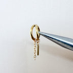16g 18g 6mm 8mm Dainty Double Hoop Chain Ball Dangle Charm, Titanium Rook Piercing Hoop, hoop huggies, cartilage piercing, helix hoop charm