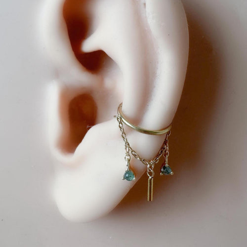 14g 16g 18g 6mm-12mm DANA Gold Moss Agate Implant Grade Titanium Chain Gem Hoop conch, septum piercing , conch hoop, gold hoop, helix hoop