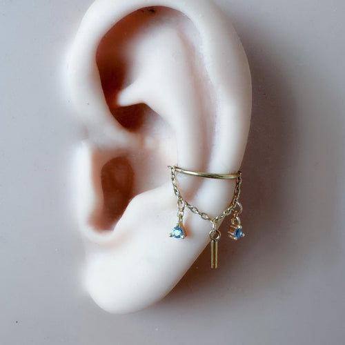 14g 16g 18g 6mm-12mm DANA Gold Opal CZ Implant Grade Titanium Chain Gem Hoop conch, septum piercing , conch hoop, gold hoop, helix hoop