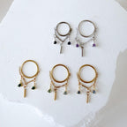 14g 16g 18g 6mm-12mm DANA Gold Moss Agate Implant Grade Titanium Chain Gem Hoop conch, septum piercing , conch hoop, gold hoop, helix hoop